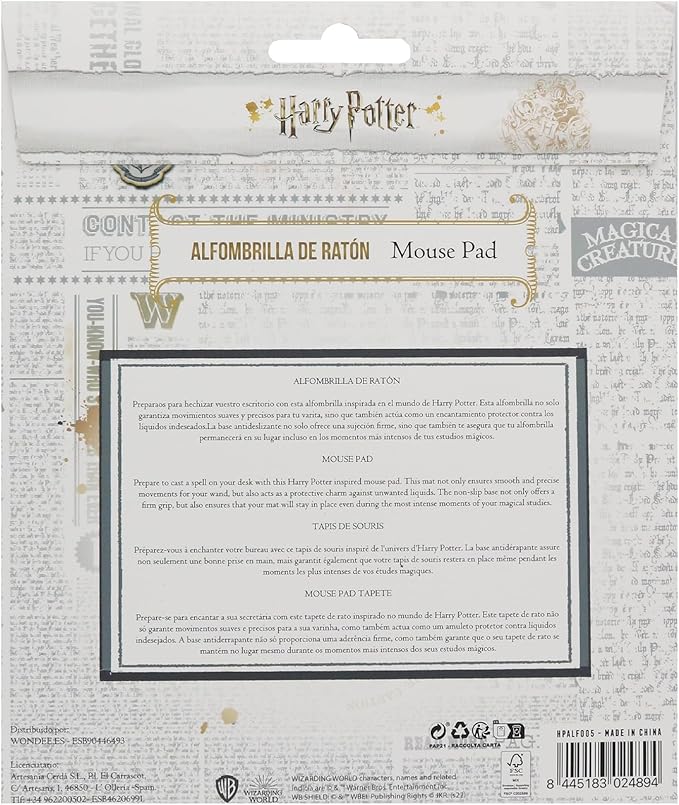Hedwig Harry Potter Small Mouse Mat with Owl Hedwig Design Mouse Mat Made of Extra Fine Fibre and Washable the Power of Joy Disney Harry Potter Gifts for Girls and Women