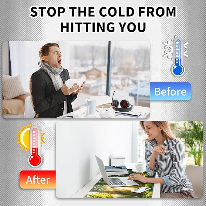 Heated Mouse Pad Hand Warmer Warm Desk Pad Mousepad Desk Mat with 3 Levels Heating and Auto Shut Down 31.5 x 13 inch PU Leather Warmer Keyboard Mat for Gaming Office Home Forest Tree Sunshine
