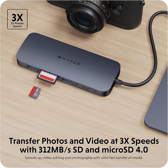 HyperDrive Next 10 Port USB C Hub for Mac PC and Chromebook with 4K60Hz HDMI 2 USB-A USB-C Hub 10Gbps 140W Power Delivery SD &amp microSD Card Reader Ethernet 3.5mm Audio Ports