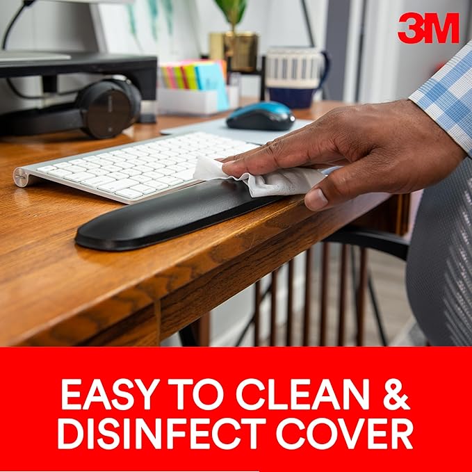 3M Gel Wrist Rest for Keyboard and Mouse with Tilt-Adjustable Platform Precise Mouse Pad 25.5 in x 10.6 in Black (WR422LE)