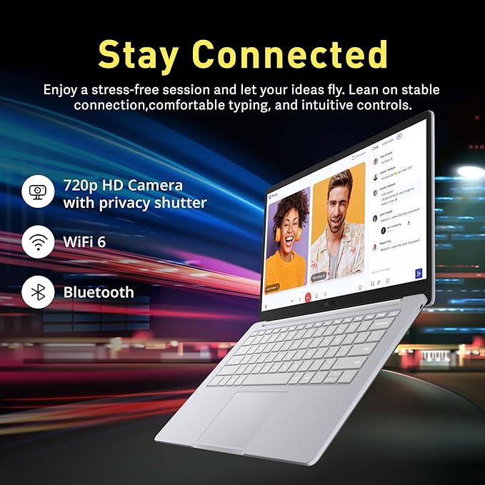ASUS Chromebook CX14 Laptop (14 FHD Touchscreen Intel Celeron N4500 8GB RAM 384GB Storage (128GB eMMC +256GB SD Card)) Home &amp Student Webcam Spill-Resistant Wi-Fi IST HUB Chrome OS CX140