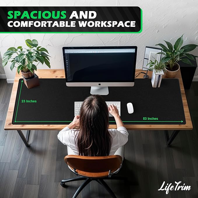 55” x 23” XXL Mouse Pad Gaming 5mm Thick Extended Keyboard Mat Full Desk Cover Pad XXL Mat Giant Extra Large Gaming Mouse Pad XXXL Mousepad Black Large Desk Mats Deskpad