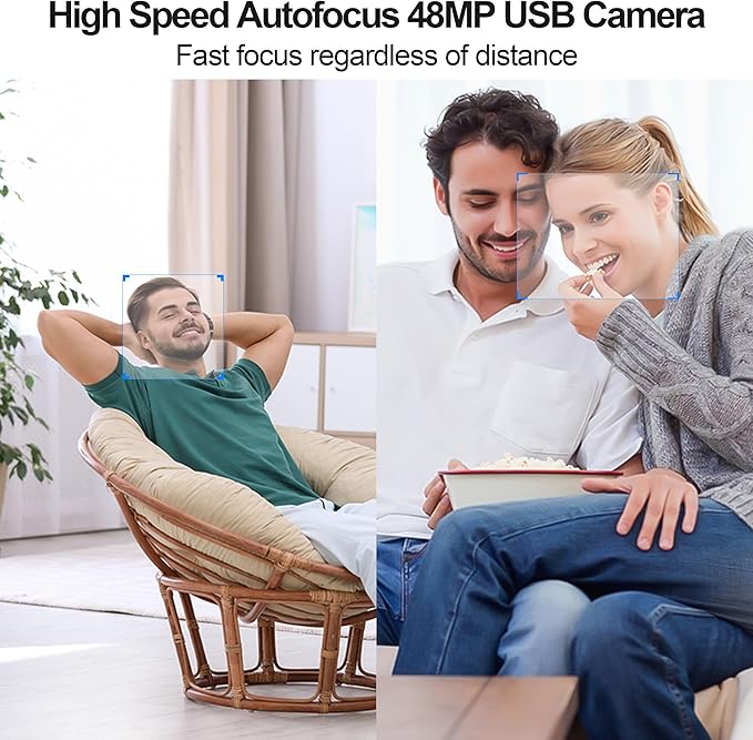 MMlove 48MP USB Camera Module 4K 30FPS Color Night Vision High Speed Autofocus Webcam Lightburn Camera 70° Viewing Angle Industrial Security Webcam for Face Recognition StreamingPC/Laptop