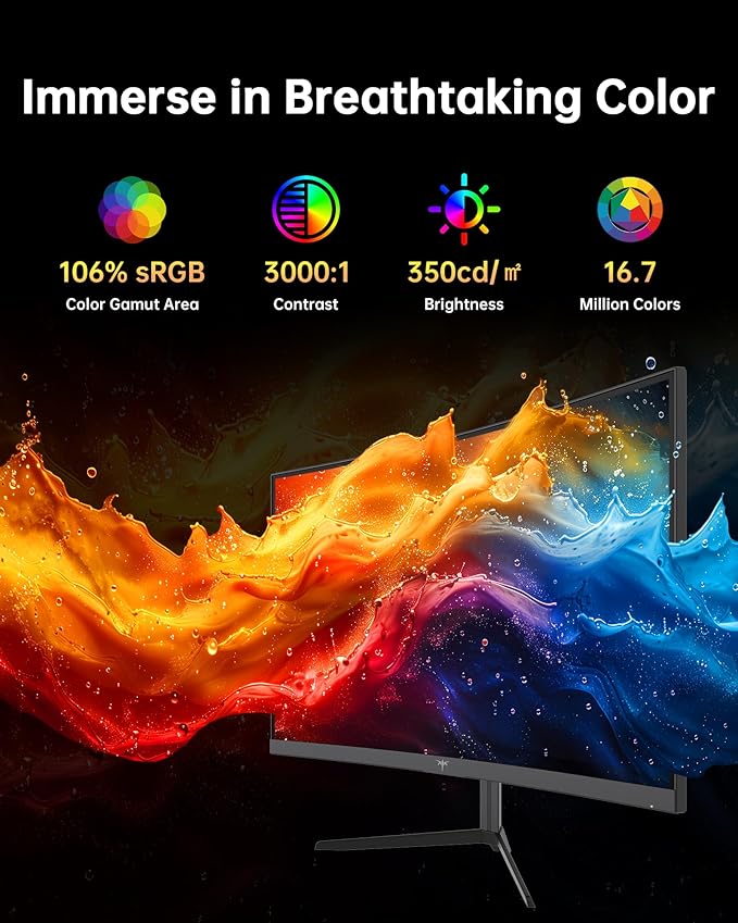 KTC 24 Inch Curved 240Hz Gaming Monitor FHD 1500R Curved Computer Monitor 1080P 3000:1 Contrast Adaptive Sync HDR MPRT 1ms HDMI DisplayPort Low Blue Light Tilt VESA Mount H24S17P