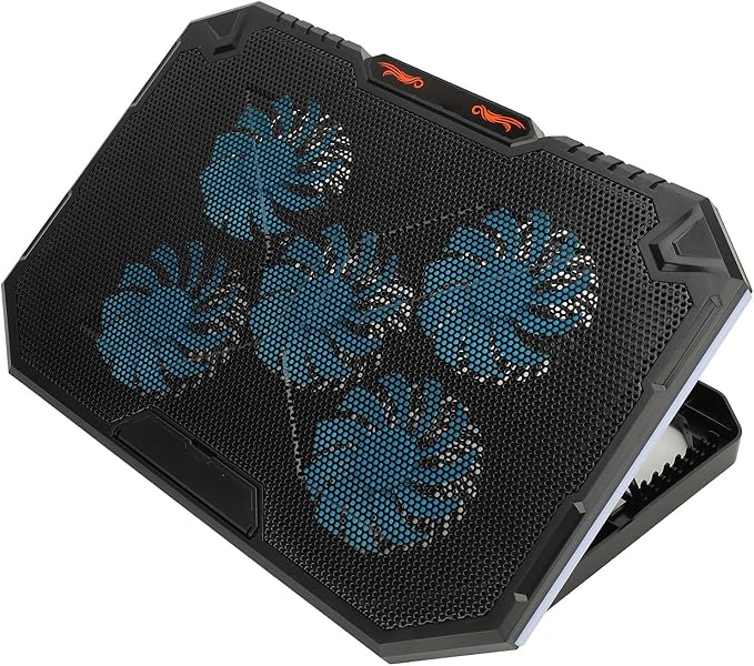 Laptop Cooling Pad with 5 Fans Height Laptop Cooler Stand RGB Lighting Cooling Pad for 1317‑ Inch Notebooks Ergonomic with USB Cable for Efficient Heat Dissipation