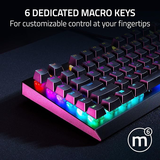 Razer BlackWidow V4 X - Mechanical Gaming Keyboard: Green Switches Tactile &amp Clicky 6 Dedicated Macro Keys Chroma RGB Doubleshot ABS Keycaps Media Controls Sound Dampening &amp Stabilizers (