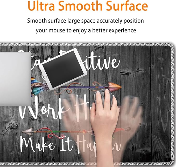 Durable Desk Mat + Wrist Rest Pad + Coasters Set Large Gaming Office Mouse Pad 31.5 x 11.8 Extended Non-Slip Rubber Keyboard Pad Laptop &amp Home Sunflower Inspirational Quote