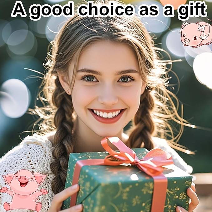 Wireless Bluetooth Mouse Cute Animal Pig Shape Dual Mode Kawaii Silent Portable Lightweight 3-Button 1200DPI Wireless Mouse Battery Powered Gift for Kids Boys Girls for PC Laptops Tablets (White)