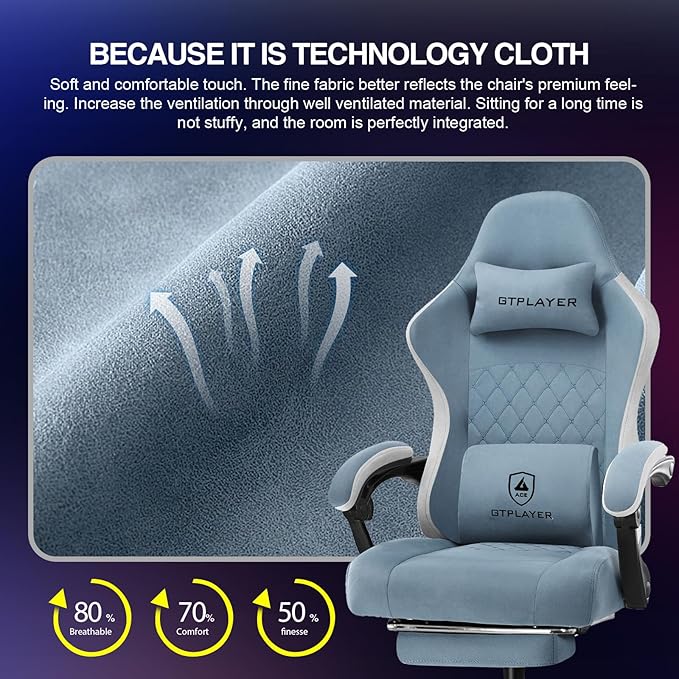 GTPLAYER Gaming Chair Computer Office Chair with Pocket Spring Cushion Linkage Armrests and Footrest High Back Ergonomic Computer Chair with Lumbar Support Task Chair with Footrest