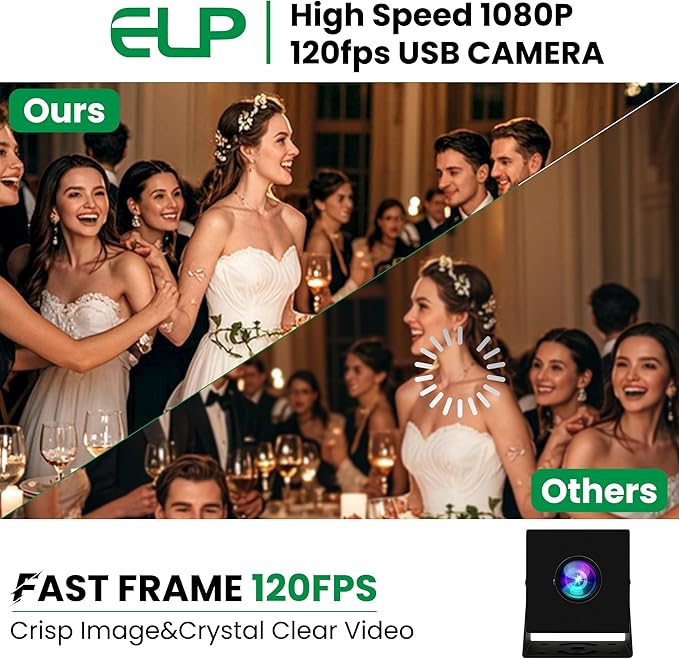 ELP 1080P 120fps USB Camera for Computer - 12MP Wide Angle PC Camera with High Speed and Mini Design for Desktop Industrial Security and Raspberry Pi