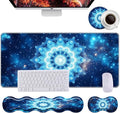 Keyboard Wrist Rest+Mouse Wrist Pad+Desk Pad SetMemory Foam Ergonomic Easy Typing Pain Relief for Computer Laptop Office Home - Starry Sky Mandala