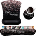 Keyboard Wrist Rest Pad and Ergonomic Mouse Pad Wrist Support Set Psalm 46:5 God is Within HerShe Will Not Fall Rose Gold Black for GamingOfficeComfortable and Pain Relief with Coaster Set