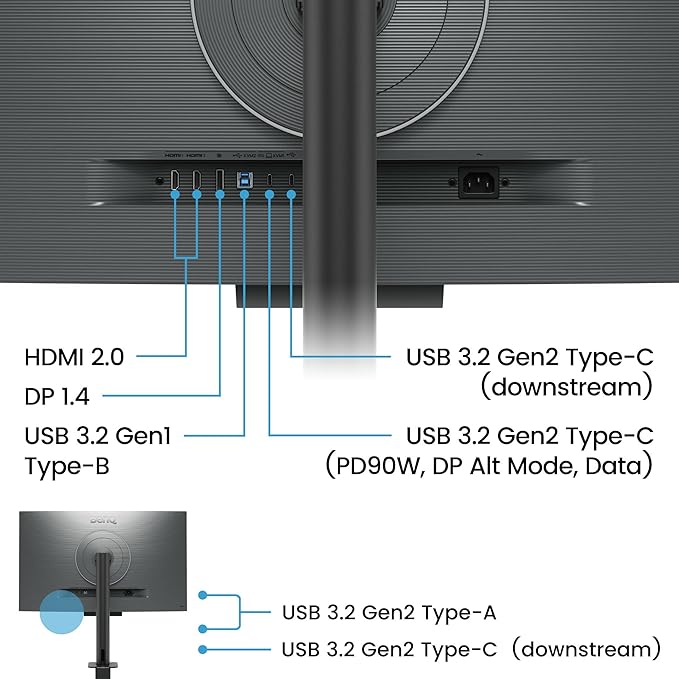 BenQ RD320UA 32” 4K 3840x2160 Programming Monitor with 2000:1 Contrast Ratio Nano Matte Panel MoonHalo 90W USB-C Coding Modes Night Hours Protection Ergonomic Stand and Eye-Care Technology