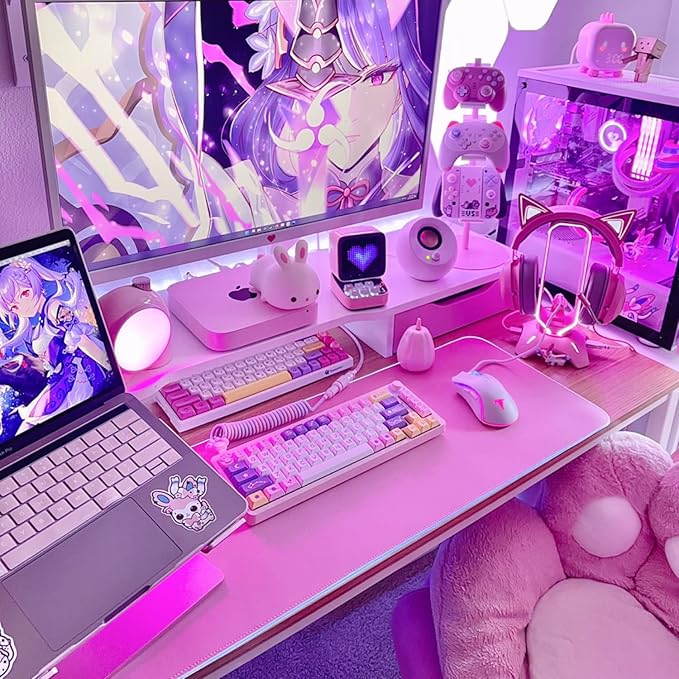 Tilted Nation Pink Mouse Pad | RGB Gaming Mouse Pad Pink (Create Your Dream Setup) Large LED Mousepad Mats for Desk with 8 Light Modes Smooth Gliding and Easy to Clean - Girl Gaming Accessories