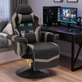 Game Reclining Chair with Adjustable Height PU Gaming Chair with Massage Long Footrest and Lumbar Support High Back Swivel Computer Game Chair for Adult (Gray)