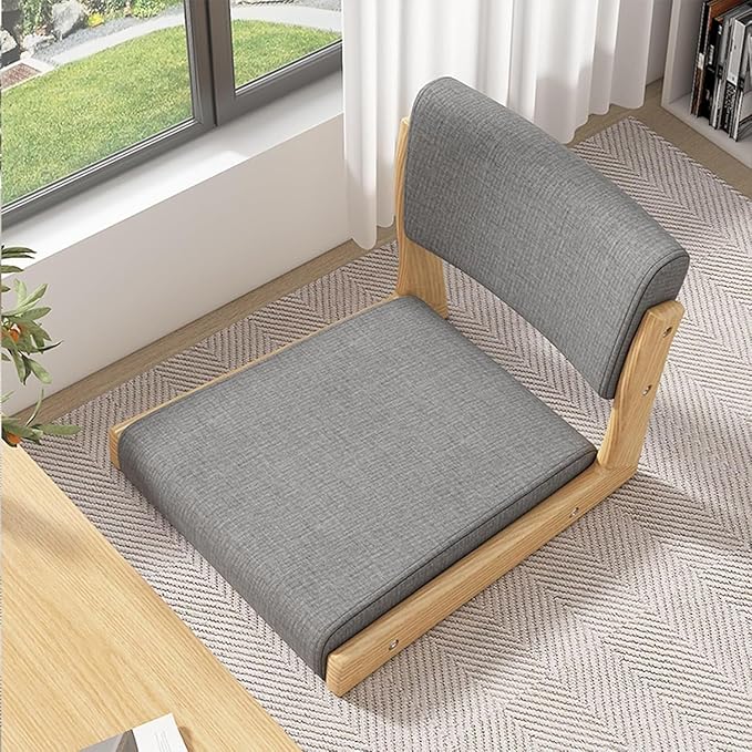 BTZHY Floor Chair Tatami Chair with Backrest Meditation Floor Chair Portable Legless Chair Wood Lazy Sofa Floor Window Balcony Living Room Chair(Orange)