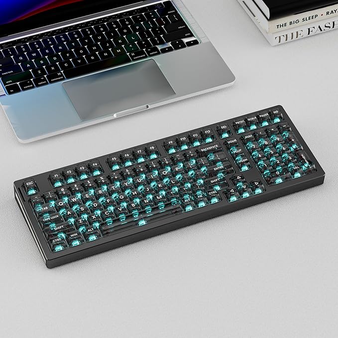 kutethy KY98 Wireless Mechanical Keyboard with Transparent KeycapsFull Aluminum CNCHot-swappablePre-lubed Linear SwitchesGasket StructureRGB BacklitOLED ScreenBT5.0/2.4G/USB-C Wired (Black)