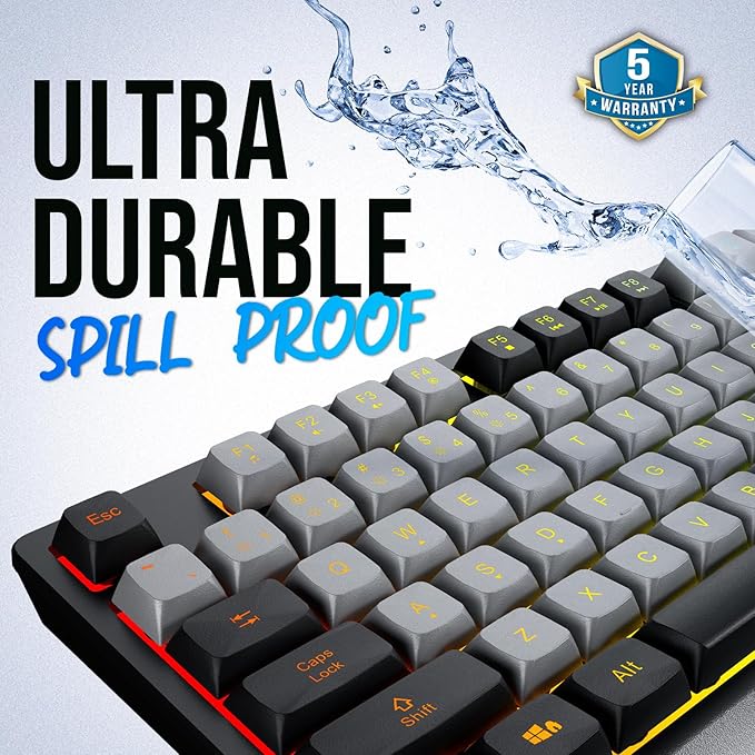 KLIM Chroma Wireless Keyboard – RGB Backlit Gaming Rechargeable Battery PC Keyboard Durable &amp Water-Resistant Compatible with PS4 PS5 &amp Mac - Black