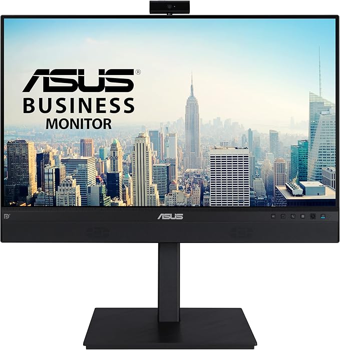 ASUS 24” 1080P Video Conferencing Monitor (BE24ECSNK) - Full HD IPS Built-in Adjustable 2MP Webcam AI Noise-canceling Mic Eye Care USB-C Docking RJ45 Height Adjustable HDMI Zoom Certified