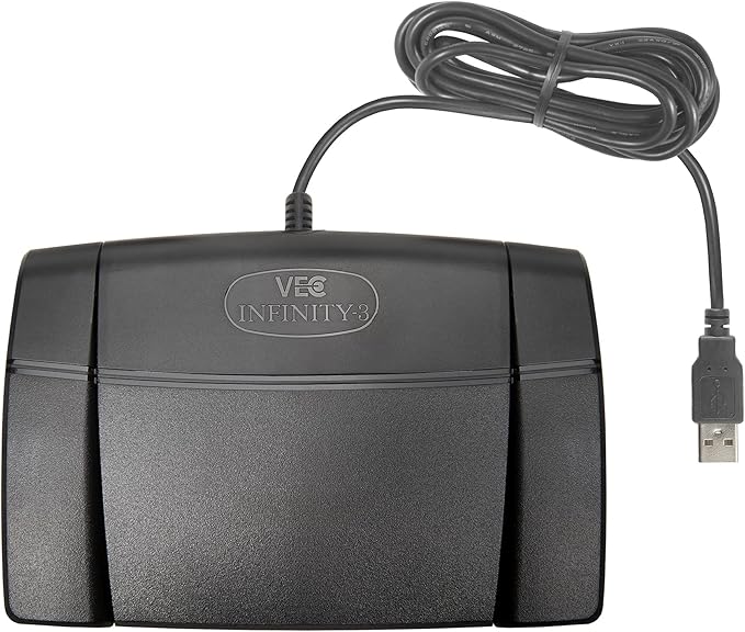 ECS WordSmith Noise Reduction in-Ear Transcription Headset with USB Connection Infinity-3 USB Foot Pedal 3-Port Hub &amp Multiple Ear Tips