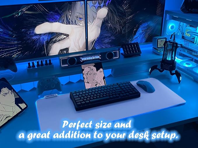 JMIYAV White Gaming Mouse Pad RGB Mousepad Non-Slip Rubber Base Extra Large Cool XL XXL Computer Desk Pad Gaming Accessories LED Light Up Extended Big Mouse Pad for Gamer (31.5x12In) Upgrade