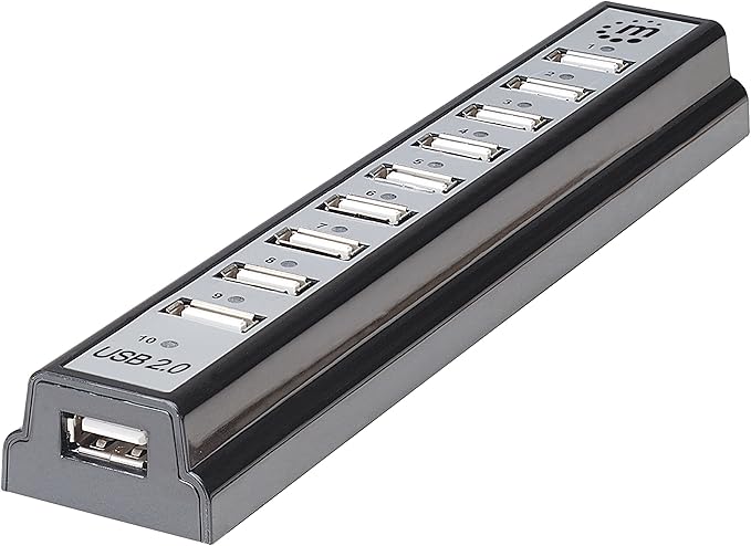 Manhattan Hi-Speed USB Desktop Hub with 10 Ports Bus Power and 1.5/12/480 Mbps (161572)