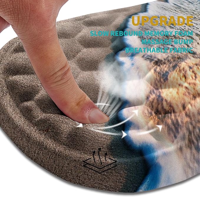 Hokafenle Ergonomic Mouse Pad Wrist Support Wrist Rest Mousepad for Carpal Tunnel Pain Relief with Integrated Memory Foam Slope Massage Bulge (11.8x7.9 inchBeach Sunset