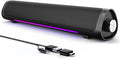 Computer Speakers for Desktop PC Gaming PC Sound Bar Plug and Play - USB Power with 3.5mm Audio RGB Gradient Lighting One-knob Control for Computers/Laptops/Monitors
