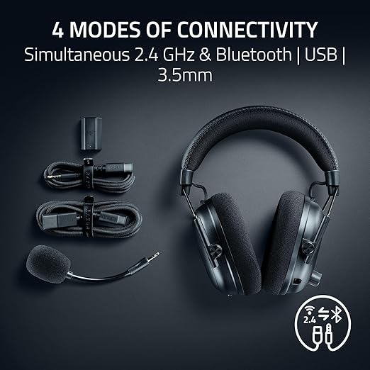 Razer BlackShark V3 Pro Wireless ANC Gaming Headset for PC: Full Band Mic - 50mm Drivers - 2.4 GHz Bluetooth USB 3.5mm - Works with Mac PS5 Nintendo Switch Smartphone - Counter-Strike 2 Edition