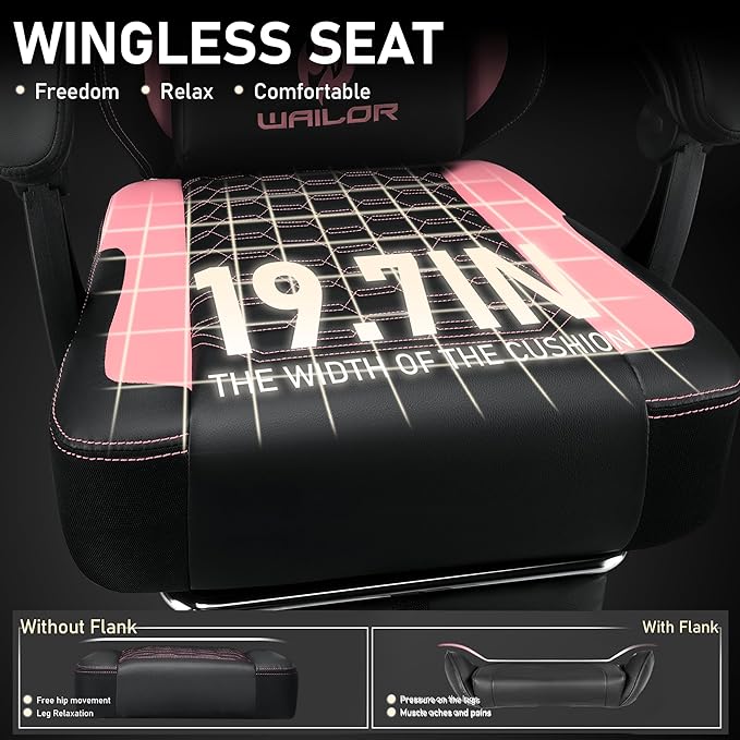 Gaming Chair with Massage and Packet Spring CushionErgonomic Gamer Chairs for Adults with Footrest 300lbsHigh Back Gamer Leather Chair with Headrest and Lumbar Support