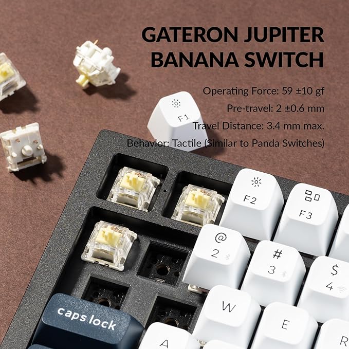 Keychron Q3 Max Wireless Custom Mechanical Keyboard Full Aluminum 2.4 GHz Bluetooth QMK TKL Layout RGB with Hot-swappable Gateron Banana Switch Compatible with Mac Windows Linux