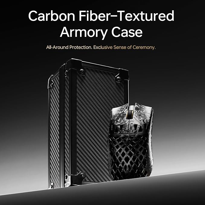 ATK Blazing Sky Ghost Hollow Carbon Fiber Wireless Gaming MousePAW3950 Ultra Sensor Nordic 54L15 8k Poling 48g Tri-Mode 2.4G/Bluetooth/Wired