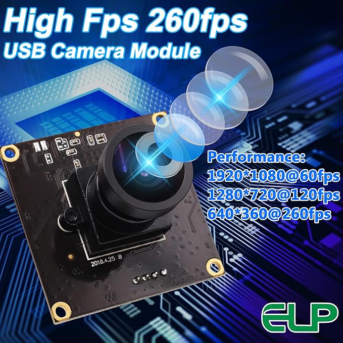 ELP USB Camera with 2.9mm Wide Angle Lens - 1080P Webcam 260FPS@360P 120FPS@720P 60FPS@1080P - Windows Mac Linux Android