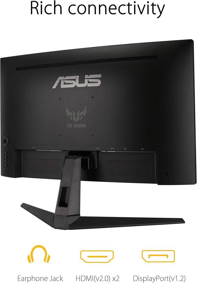 ASUS TUF Gaming VG27WQ1B 27” Curved Monitor 1440P WQHD (2560 x 1440) 165Hz (Supports 144Hz) 1ms Adaptive-sync/FreeSync Premium Extreme Low Motion Blur Eye Care HDMI DisplayPort HDR10
