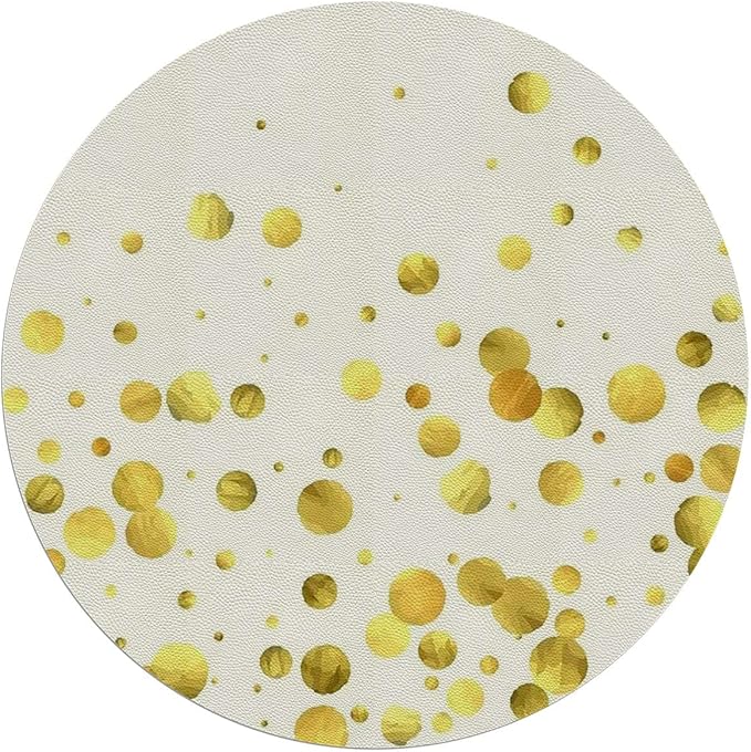Yellow White PU Leather Office Gaming Rolling Floor Mat Colorful Trippy Geometric Circles Computer Gaming Rolling Chair Mat for Home Office Hardwood Floor Abstract Diameter 39.4 in