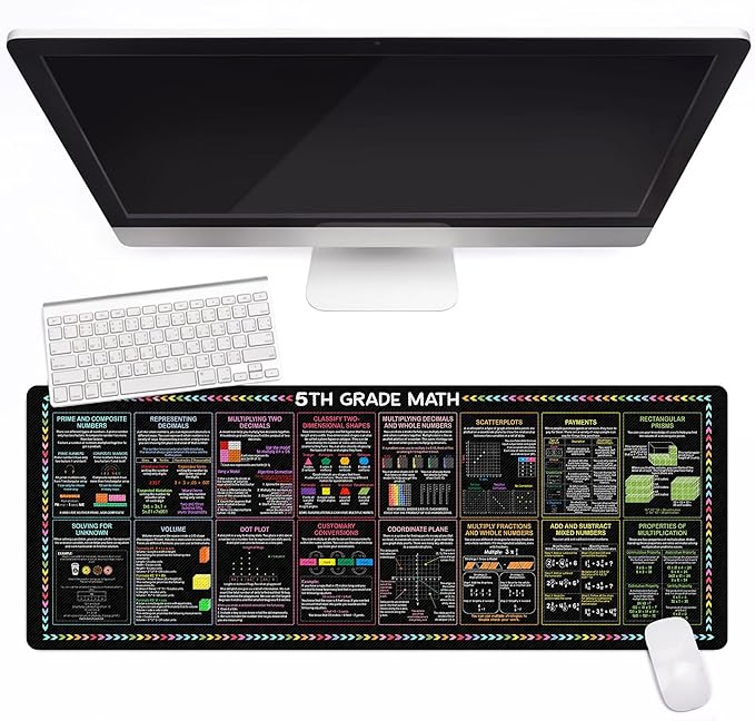 5th Grade Knowledge Mouse Mat – A Handy Reference for Quick Review Essential Computer Accessories for Study Work and Reference Purposes QDH
