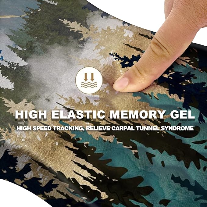 Ergonomic Wrist Rest Mouse Pad Massage Relief for Carpal Tunnel Entire Memory Foam Non-Slip Computer Mouse Pad for Wireless Forest Sunrise