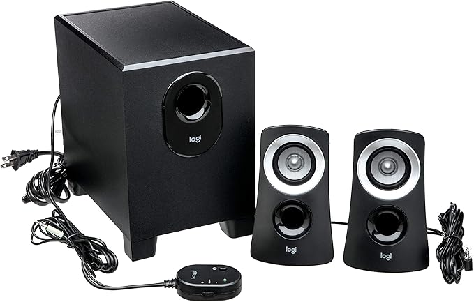 Logitech Z313 2.1 Multimedia Speaker System with Subwoofer Full Range Audio 50 Watts Peak Power Strong Bass 3.5mm Audio Inputs PC/PS4/Xbox/TV/Smartphone/Tablet/Music Player - Black