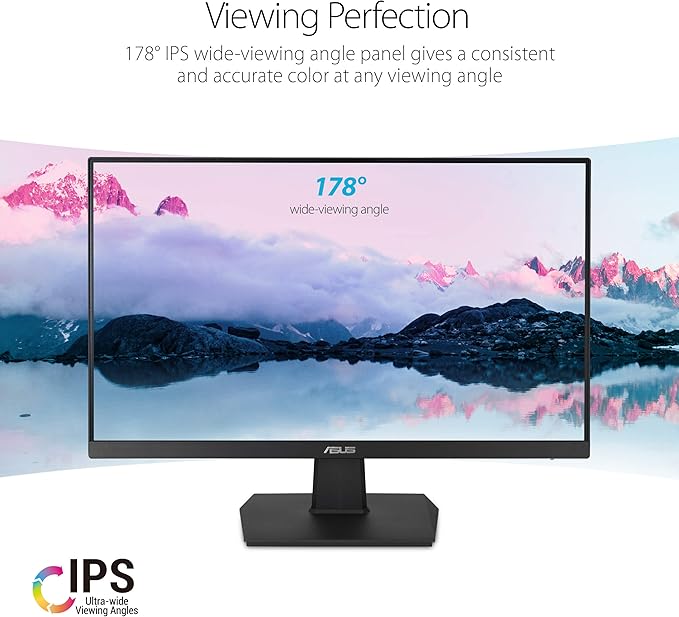 ASUS 27 Inch Desktop Monitor - Full HD (1920 x 1080) IPS 75Hz Adaptive-Sync HDMI D-Sub Frameless - VA27EHE