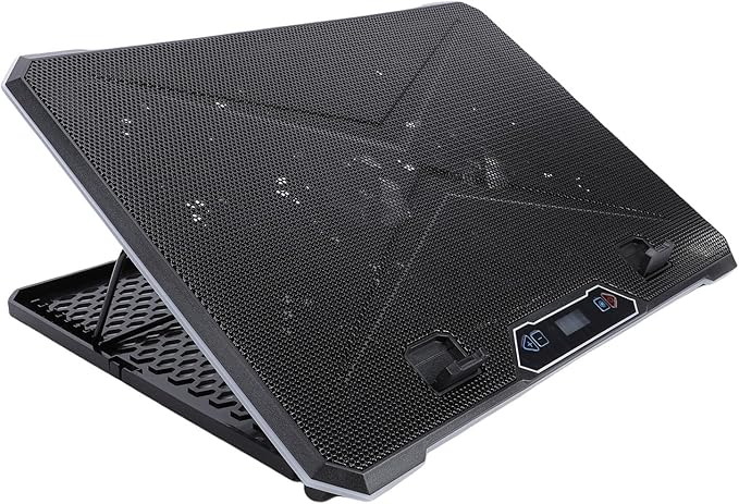 Laptop Cooling Pad RGB 10 Lighting Modes Ergonomic Design 8-Level Height Dual USB Ports for 12-19 Inch Laptops Supports Phone Stand Built from ABS and Aluminum (14 Fans)
