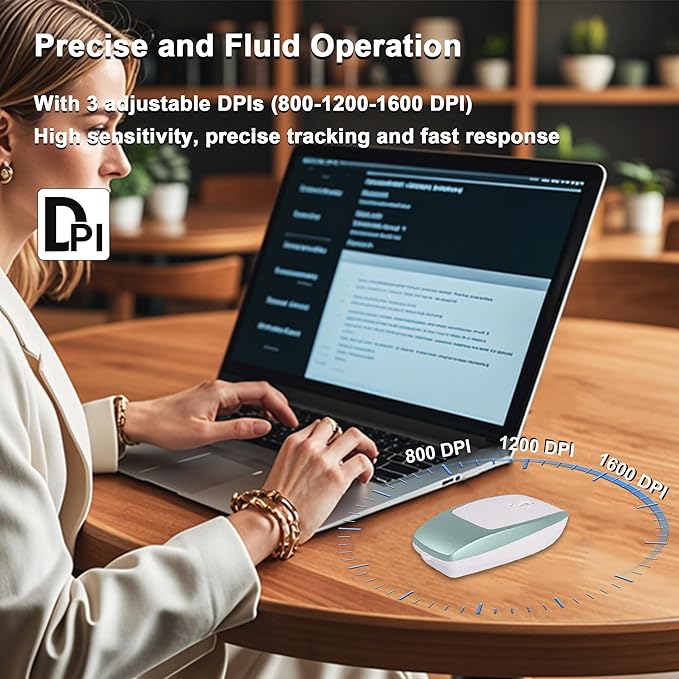 Bluetooth Mouse Rechargeable Portable Mini Computer Mice with TF Card Reader 3 Adjustable DPI Optical Lightweight Silent Wireless Mouse for Laptop Tablet Cell Phone Windows Mac OS Android iOS Green