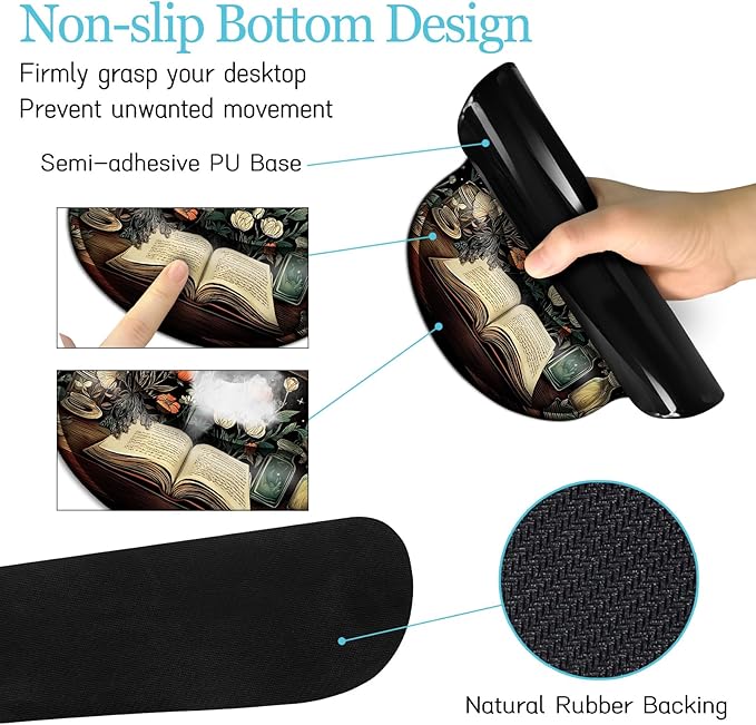 Goth Skull Mouse Pad Set Large Desk Mat for Desktop Ergonomic Mouse Pad with Wrist Rest for Gaming Keyboard Mat Wrist Support Cup Coaster Set Gothic Office Desk Accessories Decor Supplies