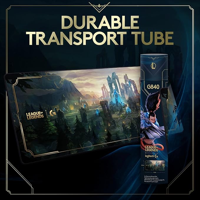 Logitech G840 XL Cloth Gaming Mouse Pad - 900 x 400 mm 3 mm Thin Mat Stable Rubber Base Performance-Tuned Surface Official League of Legends Edition