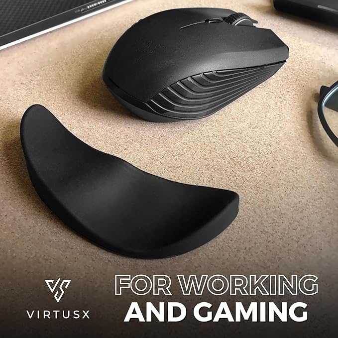 Virtusx Ergonomic Wrist Rest for Mouse Right-Handed Gliding and Sliding Palm Wrist Support Pad Carpal Tunnel and Pain Relief Desk Accessories for Office Work Gaming Coding