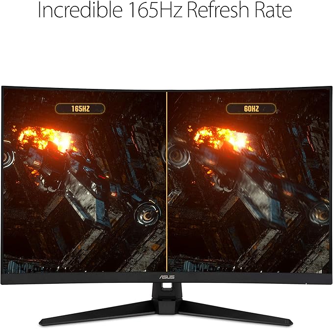 ASUS TUF 32 Inch Curved Gaming Monitor - QHD (2560 x 1440) 165Hz (Supports 144Hz) 1ms Extreme Low Motion Blur Speaker FreeSync Premium VESA Mountable DisplayPort HDMI - VG32VQ1B