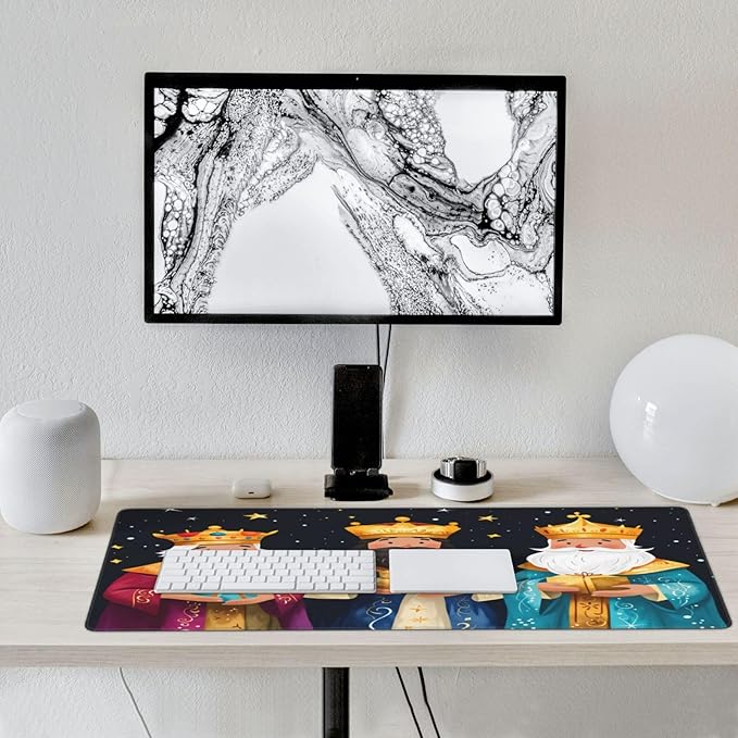 XXL Gaming Mouse Pad Extended (35.5X16) Three Wise Men Large Non-Slip Desk Mat Water-Resistant Keyboard Mousepad for Office &amp Home