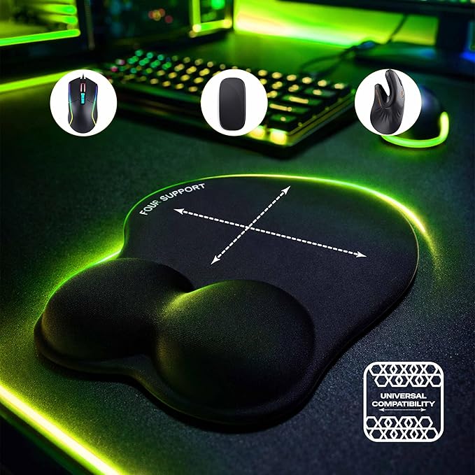 Ergonomic Gel Mouse Pad with Wrist Rest for Pressure-Relief – Orthopedic Style Wrist Support Physiotherapist Recommended 10.1L x 8.5W inches
