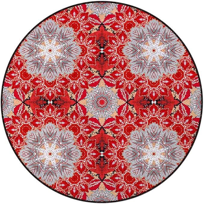 Vermilion White Gaming Chair Mat for Hardwood Floor Anti-Slip Floor Protector Game Controller Rubber Gaming Computer Chair Mat Classic Silhouette Forest Springtime Diameter 43.3 in