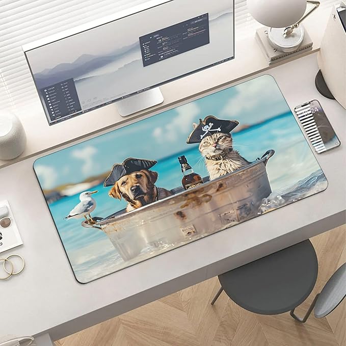 XXL Gaming Mouse Pad Animal Funny Dog Cat XXL Gaming Mouse Pad Large Desk Mat Protector for Desktop Anti-Slip Rubber Extended Computer Keyboard Mat Writing Pad for Work Office 15.7 * 35.4 inB-1762