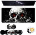 Keyboard Mouse Pad Set Extended Gaming Mouse Pad+Ergonomics Keyboard Wrist Rest Support Memory Foam Easy Typing Pain Relief 4Pcs XL Ultra Thick Desk MatRed Eyed Skull Dark